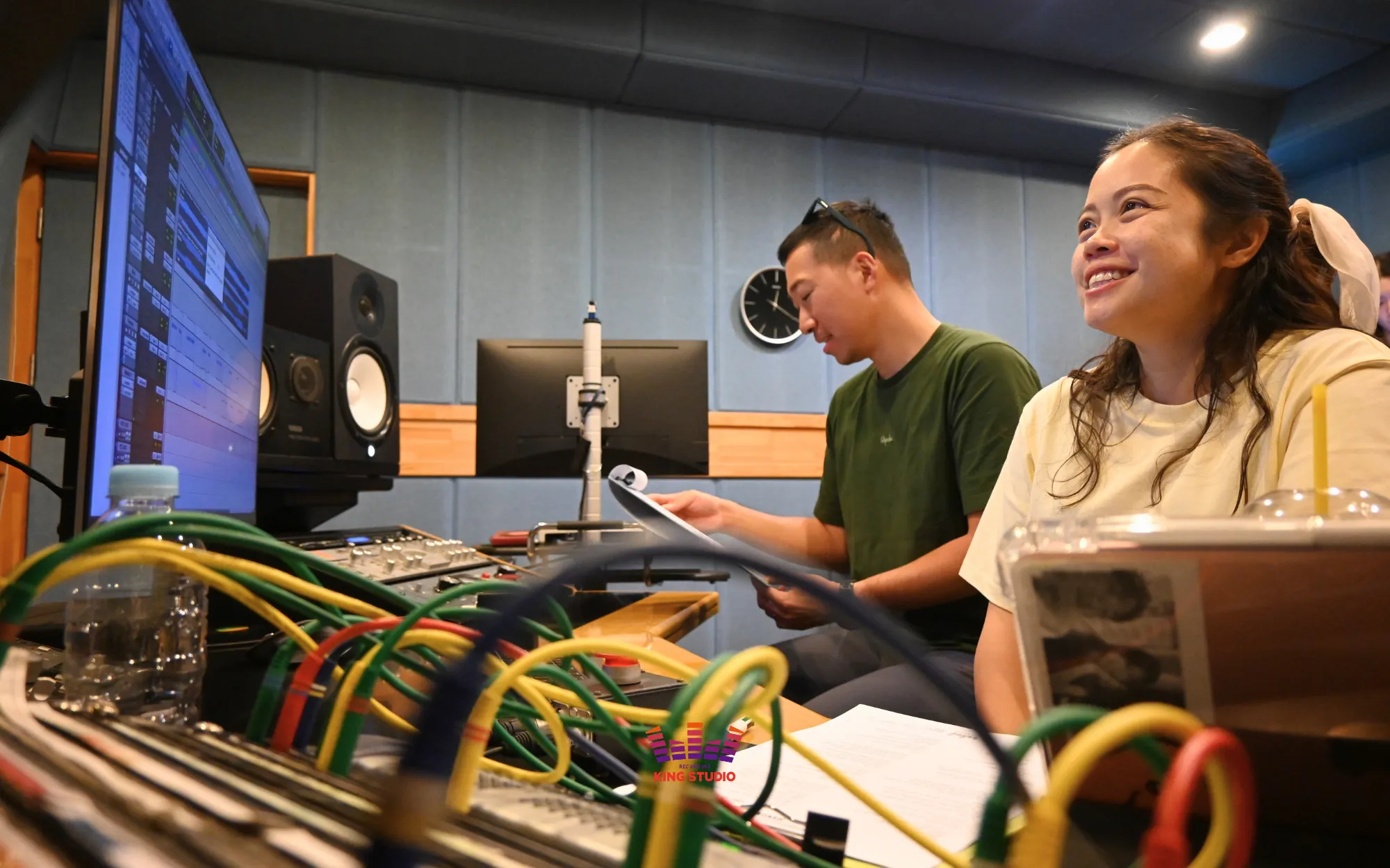 Final recording monitoring at KING STUDIO sweet spot during Seoul Trip - Professional Korea Travel Kpop experience quality check